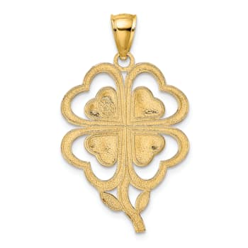 14K Yellow Gold 4-Leaf Clover Charm