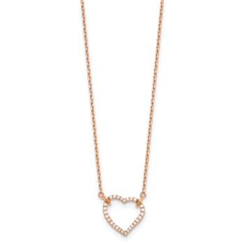 14K Rose Gold Lab Grown Diamond Heart Pendant Necklace