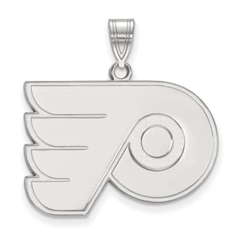 Rhodium Over Sterling Silver NHL LogoArt Philadelphia Flyers Large Pendant