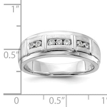 Rhodium Over 14K White Gold Lab Grown Diamond SI1/SI2, G H I, Men's Ring