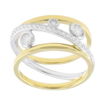 Round Moissanite Solitaire Ring In Two-Tone Gold