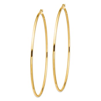 14k Yellow Gold 3 3/16" Polished Tube Hoop Earrings