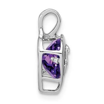 Rhodium Over 14k White Gold Amethyst and Diamond MOM Heart Pendant