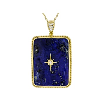 Lapis Lazuli North Star Pendant Necklace In 18K Gold Over Sterling
Silver 0.32ctw