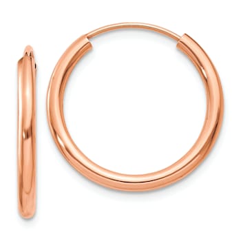 14k Rose Gold Polished 13/16" Round Endless Hoop Earrings