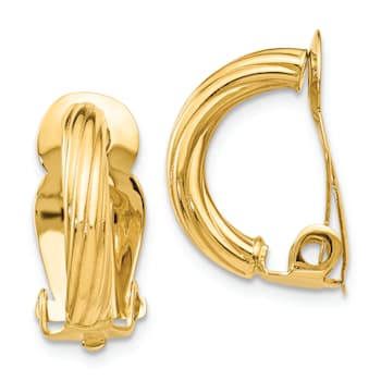 14K Yellow Gold 5/8" Non-Pierced J-Hoop Earrings