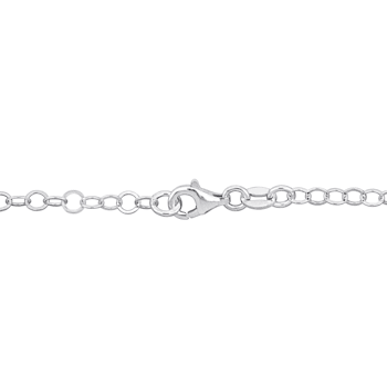 Children's Blue Enamel Heart and Angel Charm Bracelet in Sterling Silver