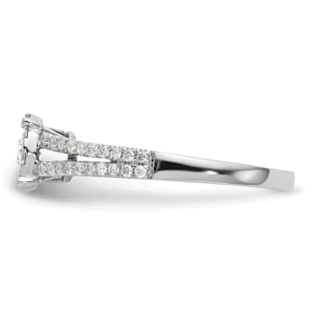 Rhodium Over 14K White Gold Lab Grown Diamond Cluster Engagement Ring 0.475ctw