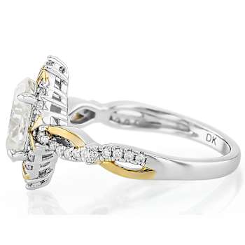 Oval Moissanite Two-Tone Ring In Platinum-Enhanced Sterling Silver With
14k Gold Accents