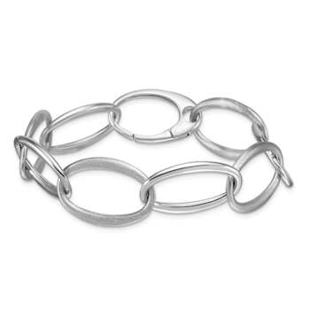 Rhodium Over Sterling Silver 18mm Oval Link 8 inch Bracelet