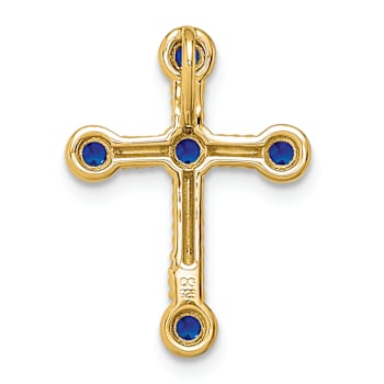 10k Yellow Gold 0.29 ctw Sapphire Cross Slide Pendant
