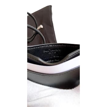 Saint Laurent Croc Embossed Black Lanyard Card Case Wallet