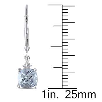 Aquamarine and Diamond 10K White Gold Earrings 1.72ctw