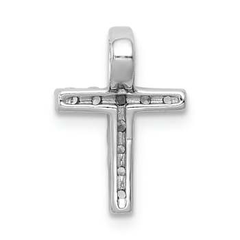 Rhodium Over 14k White Gold Diamond Latin Cross Chain Slide Pendant