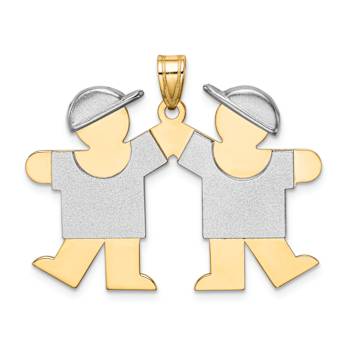 14K Two-tone Gold Satin Large Double Boys Charm