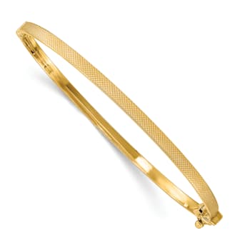 14K Yellow Gold Textured Hinged Bangle
