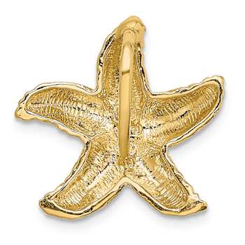 14k Yellow Gold Polished and Textured Starfish Slide Charm