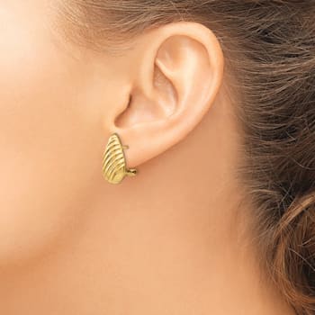 14k Yellow Gold Polished Diagonal Teardrop Stud Earrings