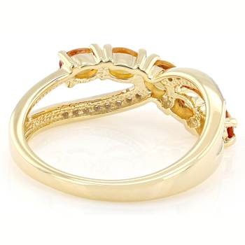 Yellow Sapphire Oval And White Zircon Ring In 18K Gold Over Sterling
Silver 1.01ctw