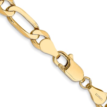 14K Yellow Gold 5.25mm Flat Figaro Chain Bracelet