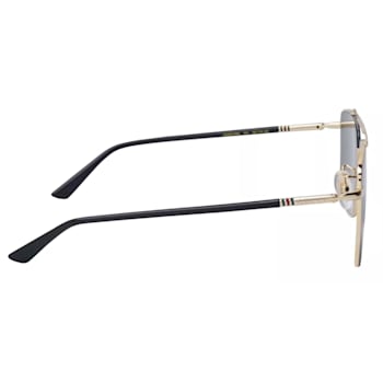 Gucci Gold Tone and Black Frame / Gray Lens Square Sunglasses