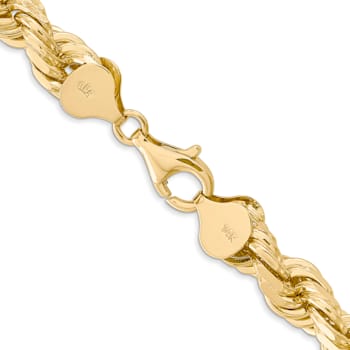 14k Yellow Gold 8mm Solid Diamond-Cut Rope 20 Inch Chain