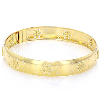 Italian Nobile Bloom Opera Bangle In Solid 14K Yellow Gold