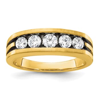 14K Yellow Gold Lab Grown Diamond SI1/SI2, G H I, Black Rhodium Men's Ring