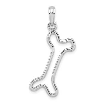 Rhodium Over 14k White Gold Cut-Out Polished Dog Bone Charm