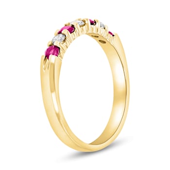 Ruby and Diamond 14k Yellow Gold Band Ring 0.50ctw