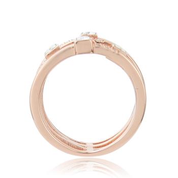 White Topaz and White Sapphire 14K Rose Gold Over Sterling Silver
Multi-Row Open Design Band Ring