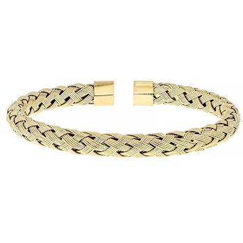 Two-Tone Woven Cuff Bracelet Set Of 3 6.7mm