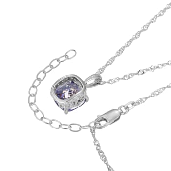 Blue And White Cubic Zirconia Platinum Over Silver December Birthstone
Pendant With Chain 6.72ctw