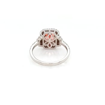 1.78 Cts Rhodochrosite and 0.58 Cts White Diamond Ring in 14K WG
