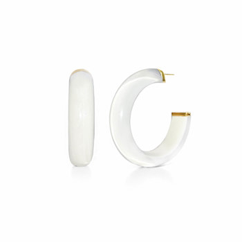14K Yellow Gold Over Sterling Silver Small Illusion Acrylic Hoop
Earrings in Dove