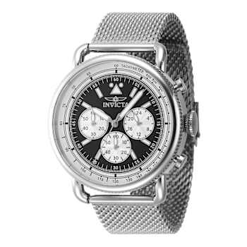 Invicta Speedway 44mm Black Dial Stainless Steel Mesh Chronograph Quartz Watch