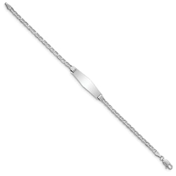 Rhodium Over 14k White Gold Soft Diamond Shape Mariner Link ID Bracelet
