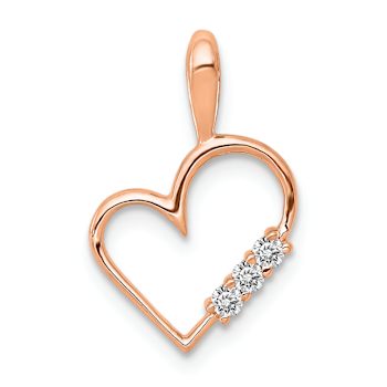 14k Rose Gold Diamond Heart Pendant