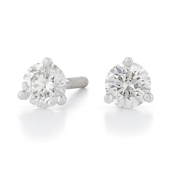 White Lab-Grown Diamond 14kt White Gold Martini Stud Earrings 0.50ctw