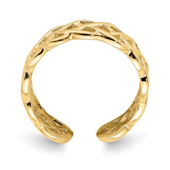 14K Yellow Gold Polished Braided Toe Ring