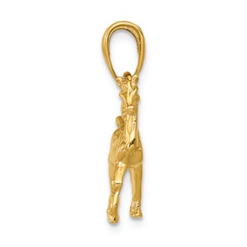 14k Yellow Gold Solid 3D Polished Horse Pendant