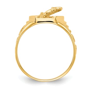 10K Yellow Gold Polished Horseshoe with Horse in Center Ring