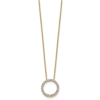 10k Yellow Gold 0.5 ctw Diamond Circle Pendant with 18 inch Cable Chain