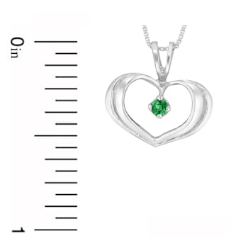 0.05ct Emerald Heart Pendant in 14k White Gold