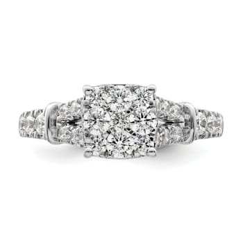 Rhodium Over 14K White Gold Lab Grown Diamond VS/SI GH, Cluster Ring 0.988ctw