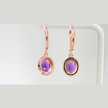 Amethyst and CZ 2.98 Ctw Oval 18K Rose Gold Over Sterling Silver Drop
Earrings Jewelry.