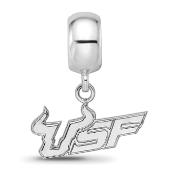 Sterling Silver Rhodium-plated LogoArt University of South Florida Small
Dangle Bead
