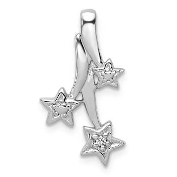 Rhodium Over 14k White Gold Diamond Shooting Stars chain slide
