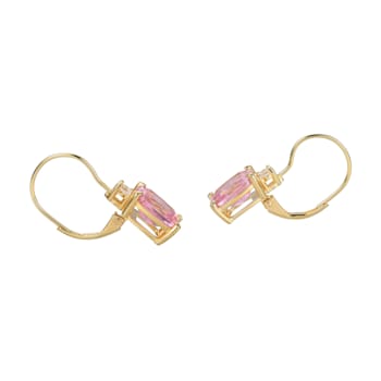 Pink and White Cubic Zirconia 18K Yellow Gold Plated Sterling Silver
Earrings 9.89ctw