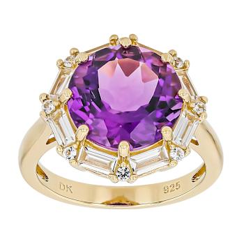 Amethyst And Lab-Created White Sapphire Ring In 18K Gold Over Sterling Silver